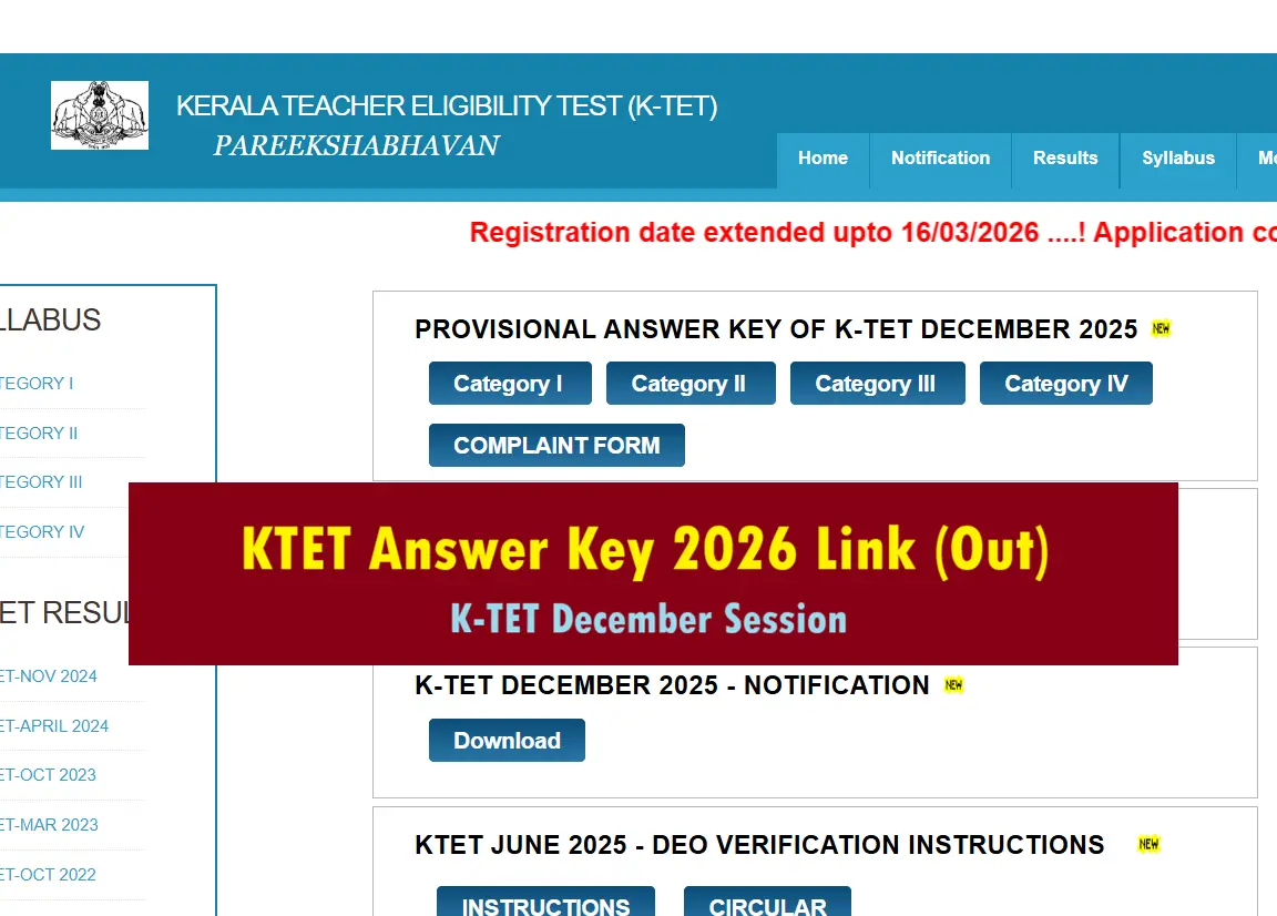 Kerala TET 2025 December Answer Key Download Pdf